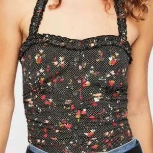 Free People Suns Out smocked Halter Floral Crop Top small